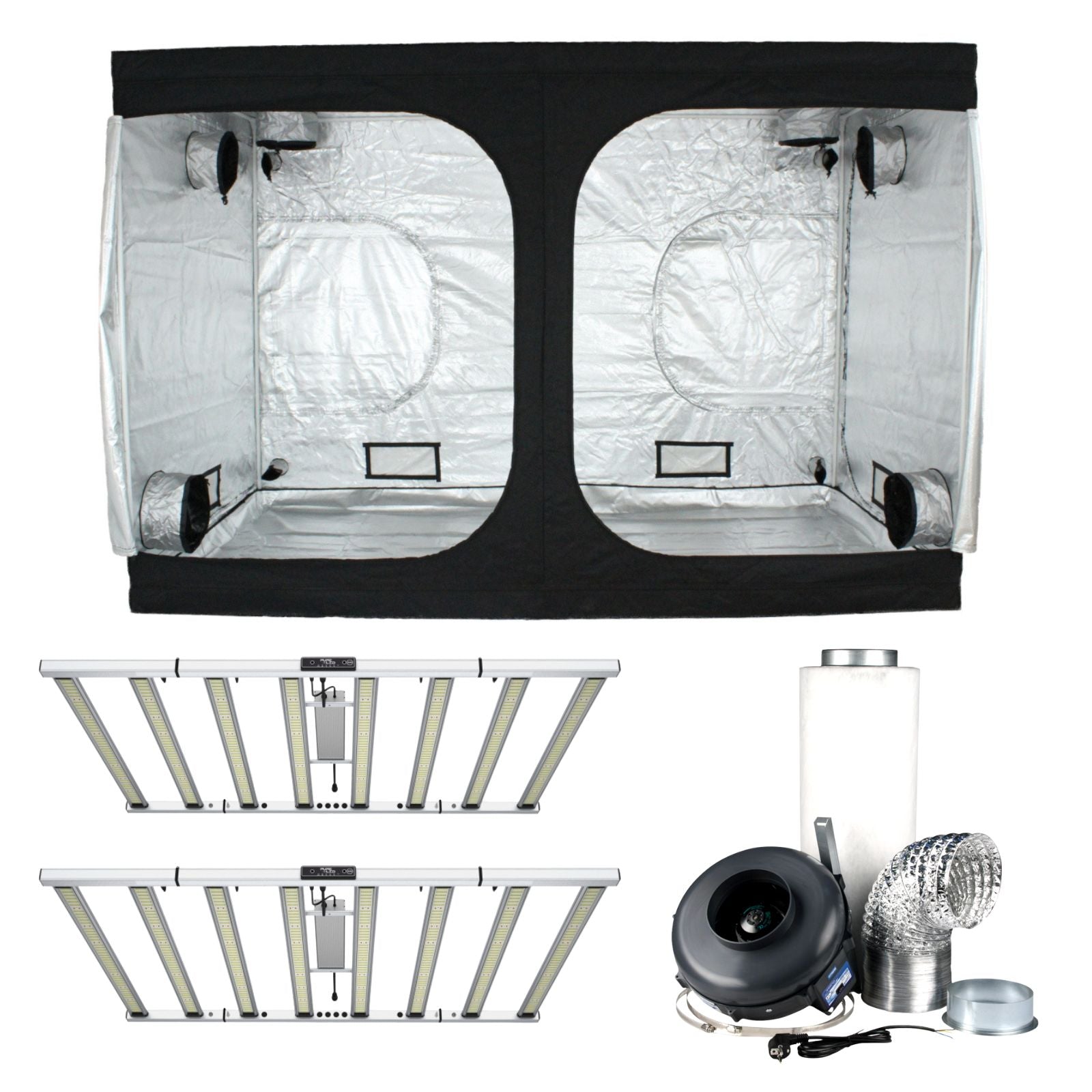 Growbox Komplettset 300x100x200 cm, 2x PureLED MAX 1000W