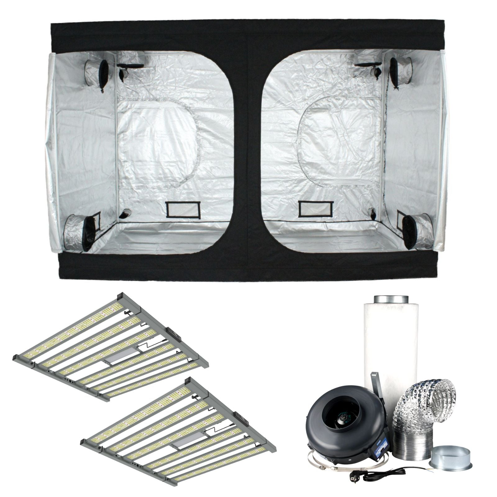 Growbox Komplettset 300x100x200 cm, 2x PureLED Pro 520W