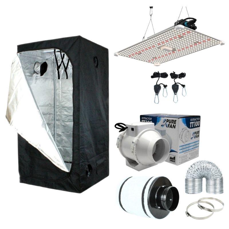 Growbox Komplettset 90x90x180 cm, LUMii Black Blade 200W