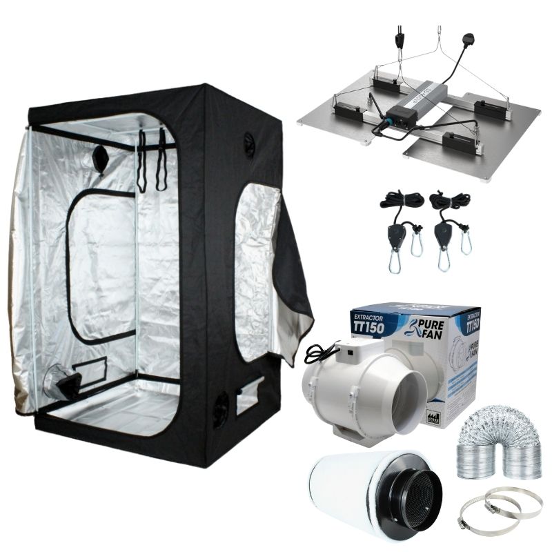 Growbox Komplettset 120x120x200 cm, LUMii Black Blade 400W